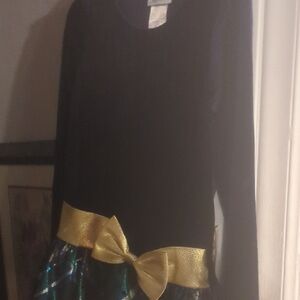 Bonnie Jean Black and Gold Kids Dress